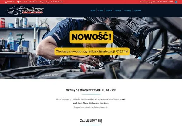 Projekt strony Auto Serwis Marcin Krakowiak