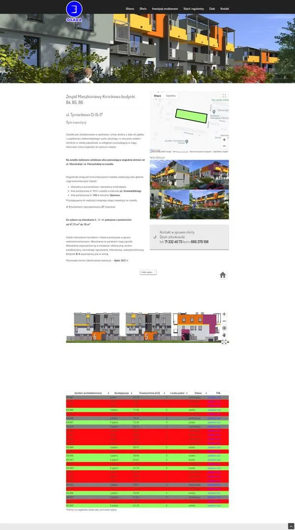 Pełny podgląd projektu strony SM Osada